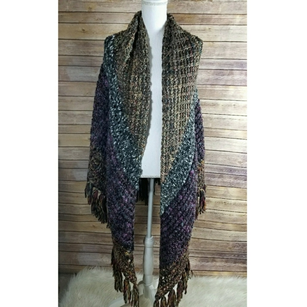 Free People Multicolor Knit Poncho